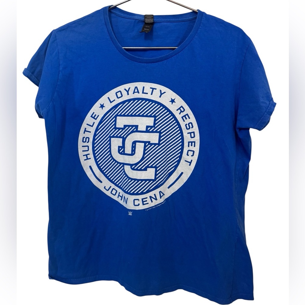 2017 WWE Wrestling Blue John Cena Graphic T-Shirt Women’s XL RARE
